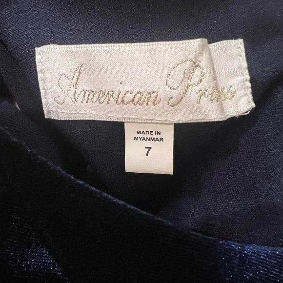 American Princess✨Elegant Navy and pink pearl Kids Dress Size:7 - Picture 2 of 7